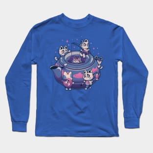 Plenty Cats in the Tea - Cute Fishing Kitty Gift Long Sleeve T-Shirt